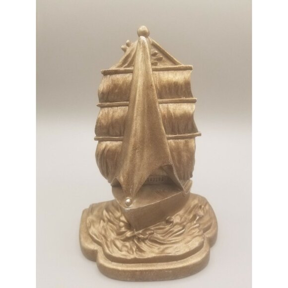 Spanish Galleon Clipper Ship Plaster Book Ends Nautical Beach House Pair Two - Picture 7 of 11